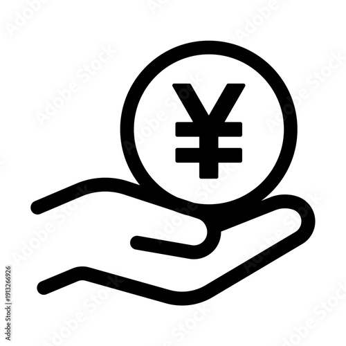 支払い・収益を表す、手の上の円マークアイコン