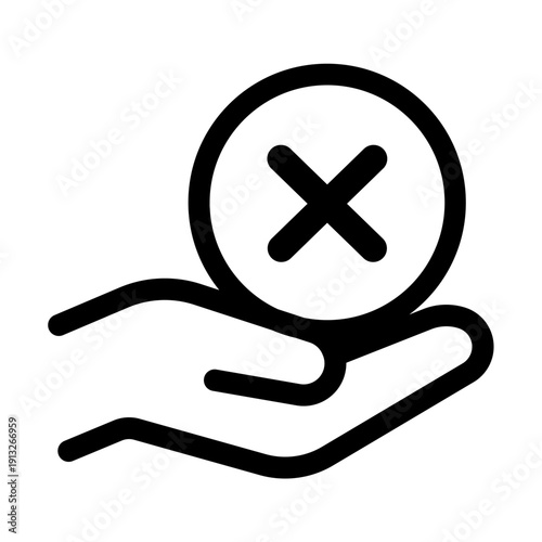 手の上のNGマークアイコン（禁止・エラー）