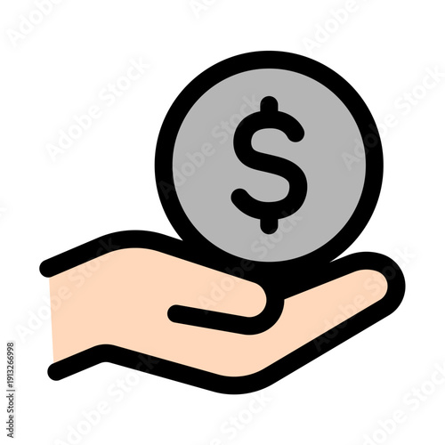 手の上のドルマークアイコン（支払い・収益）