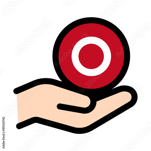 手の上のOKマークのアイコン（承認・合格）