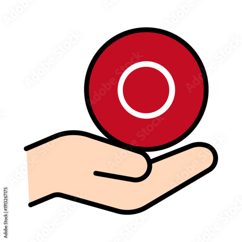 手の上のOKマークのアイコン（承認・合格）