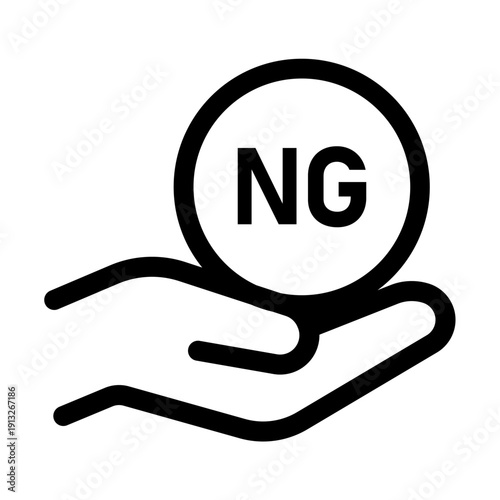 手の上のNGマーク　禁止・却下を表すモノクロアイコン