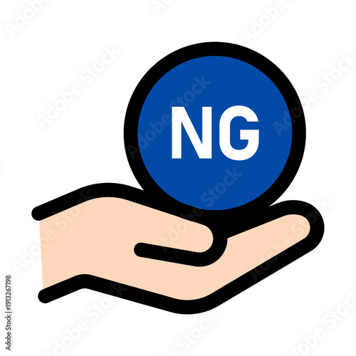 手の上のNGマーク　禁止・却下を表すカラーアイコン