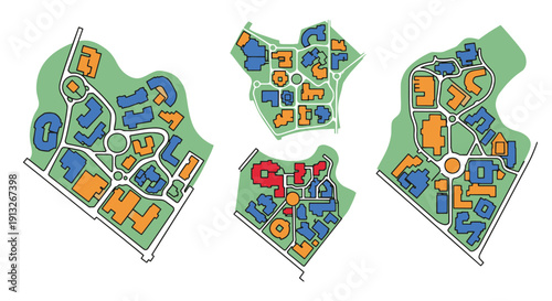 Campus Map Line art soft abstract creative illustration