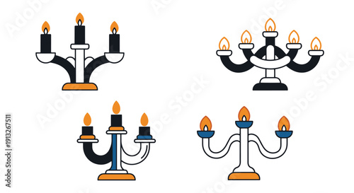 Candelabra Line art modern color style illustration