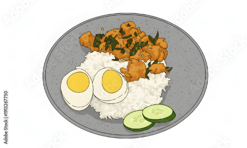 fried eggs and chicken katsu