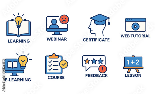 Various educational and learning resource icons displayed together