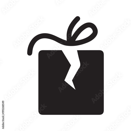 Damaged box icon on white background.
