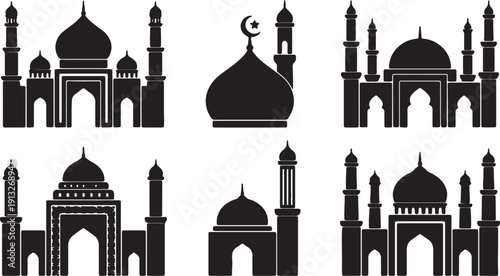 Islamic Mosque Silhouette Collection for Ramadan and Eid Mubarak