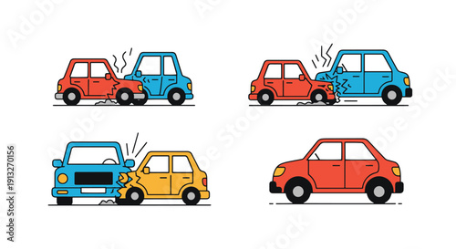 Car Crash Line art creative smooth modern illustration