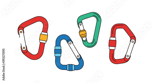 Carabiner Line art colorful digital color vector