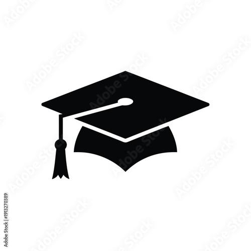 Simple black silhouette of a graduation cap symbolizing education and achievement