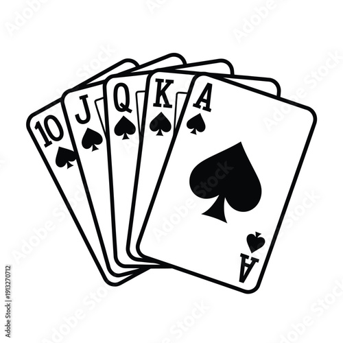 A royal flush in spades ten jack queen king and ace