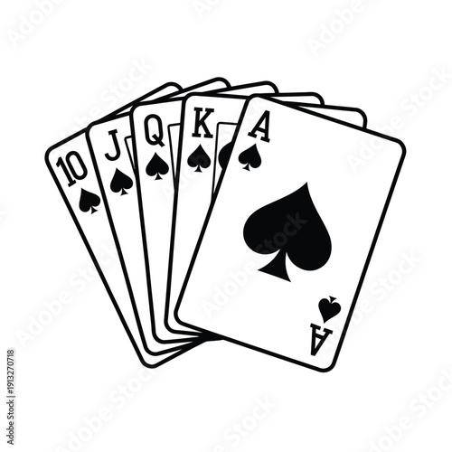 A royal flush in spades ten jack queen king and ace