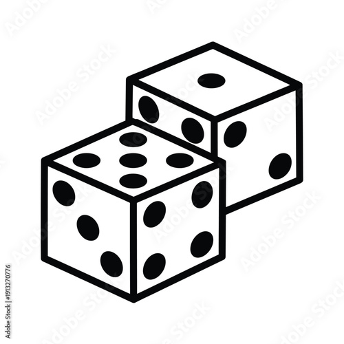 Two white dice with black dots shown in a simple illustration