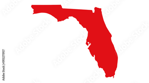 Florida Red Silhouette Vector – Bold State Outline in Solid Red for Regional Identity, Geography, and Graphic Design Projects