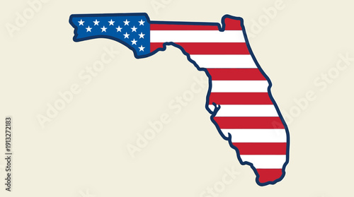 Florida State Map Vector – Stylized Blue Silhouette Featuring Bold Outline and Typography for Regional Identity, Geography, and Graphic Design Projects