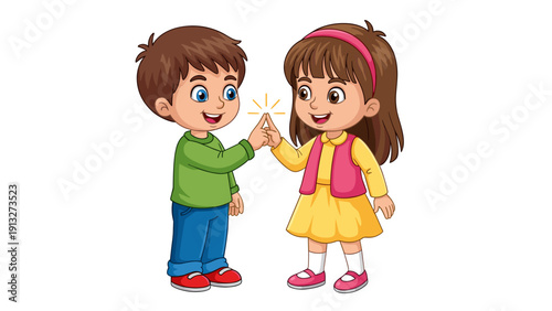 Children friendship high five colorful cartoon kids happy greeting cheerful playtime