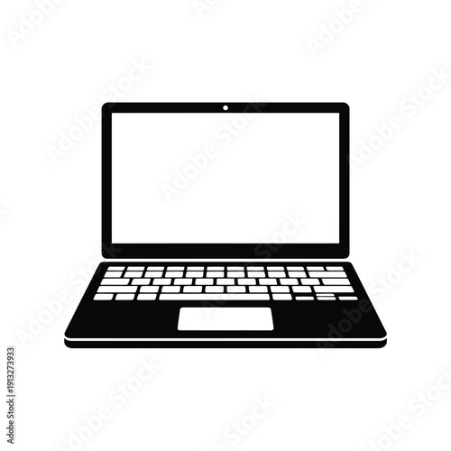 Simple black and white illustration of a closed laptop computer