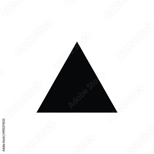 Simple black triangle isolated on a stark white background