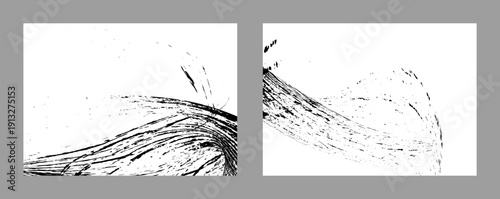 Strokes of black paint on a white background. Set of two templates. Graffiti element. Design template for the design of banners, posters, booklets, covers, magazines. EPS 10