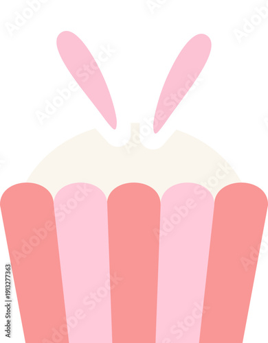 Cute Spring Easter Cupcake Decorated with Bunny Ears Flat Vector illustration.
Easter Cupcake with Rabbit Ears Topping Clipart Design.
Transparent background. svg.