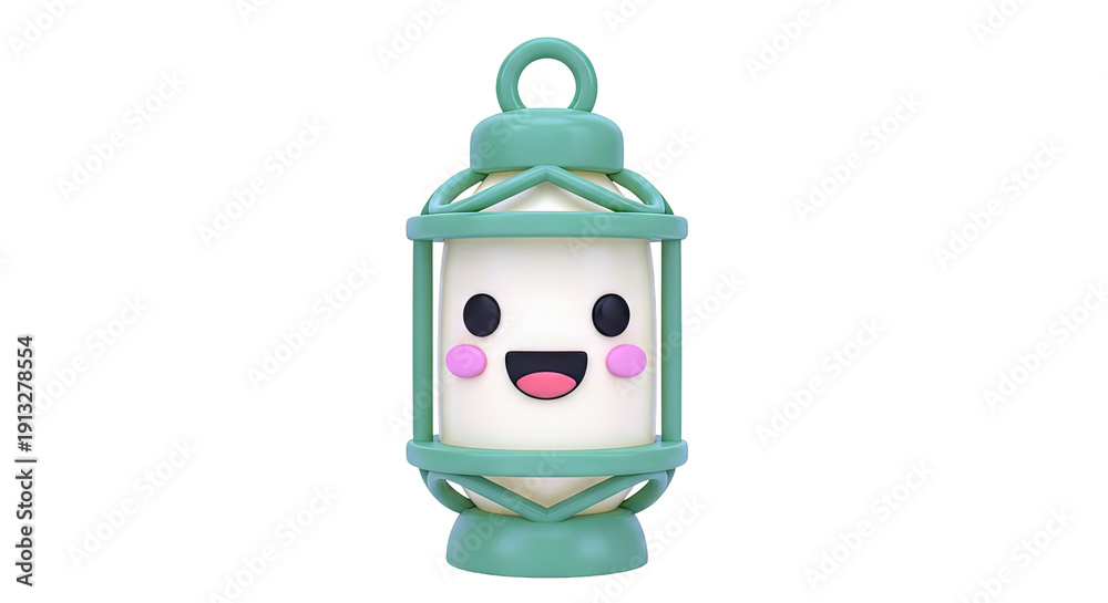Fototapeta premium Cute Kawaii Lantern with Happy Face