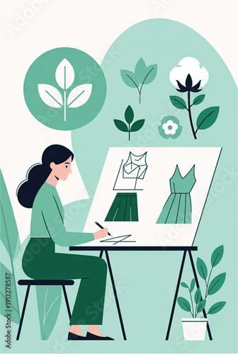 Business woman working on laptop in the office,A fashion designer performing her duty ,Up to date fashion design of attore