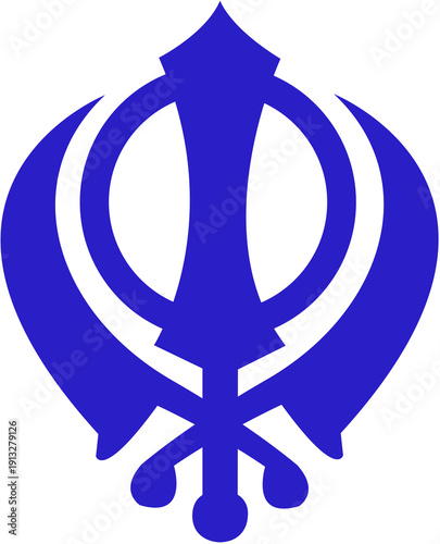 Sikhism religion Khanda symbol icon isolated on transparent background. Khanda Sikh symbol. Flat design. Vector Illustration.Khanda Sign symbol of guru nanak dev ji