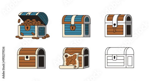 Chest Line art creative concept minimal smooth color vector