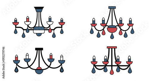 Chandelier Line art modern soft tone illustration