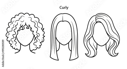 Three Different Hair Styles Illustrated.