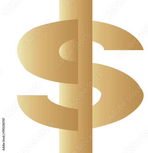3d golden dollar sign