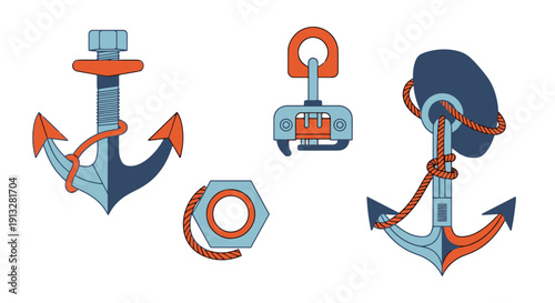 Climbing Anchor Line clean vibrant tone illustration