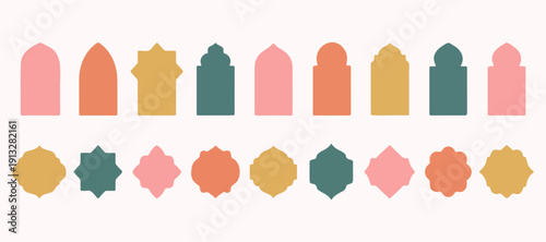 Islamic Arch and Window Silhouette Collection, Arabesque Doorway Shapes for Ramadan and Eid Greeting Cards