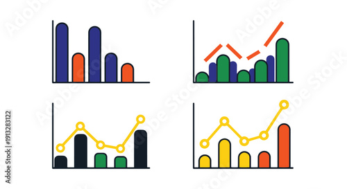 Combo Chart Line creative smooth abstract vector