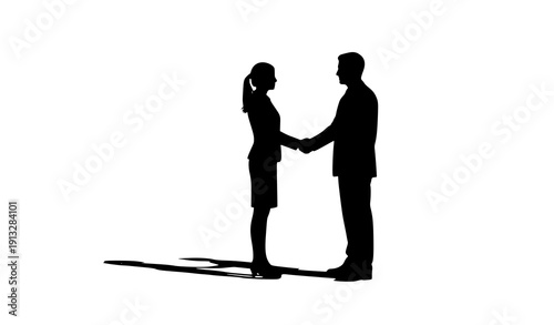 Silhouette Handshake: A pair of figures, bathed in a gentle contrast of light and shadow, extend their hands in a gesture of unity and agreement.