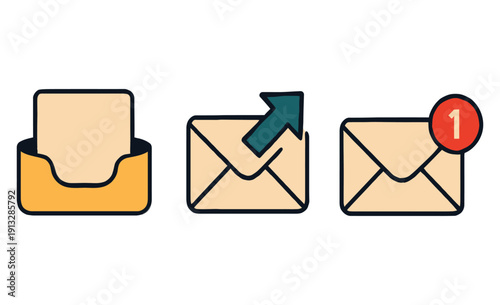 Icons representing different states of an email message in an inbox system