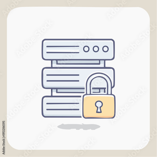 Server Security with Padlock Icon Representing Data Protection.