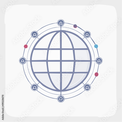 Global Network Connection and Security Icons.
