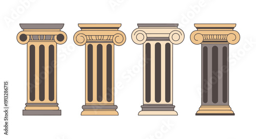 Corinthian Column creative tone color illustration