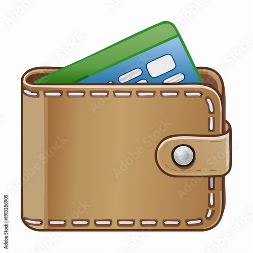 Brown leather wallet with credit cards inside.