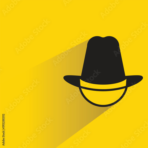 cowboy hat icon with shadow on yellow background