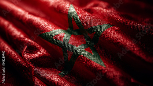moroccan flag waving in the wind. flag of morocco