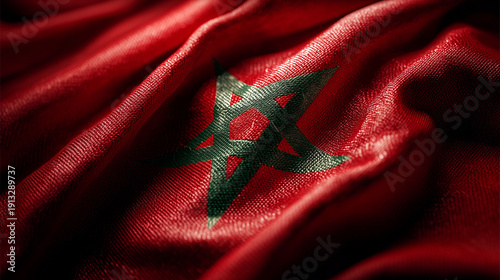moroccan flag waving in the wind. flag of morocco