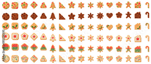 Christmas cookies, cartoon set. Vector illustration.