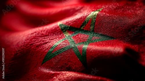 moroccan flag waving in the wind. flag of morocco