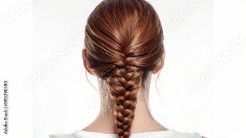 Wallpaper Mural Woman with stylish fishtail braid hairstyle on white background. Torontodigital.ca