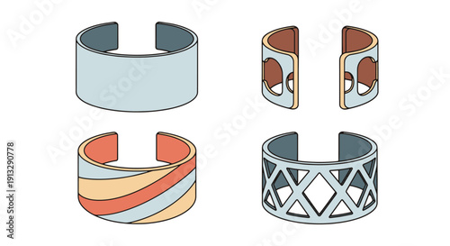 Cuff Bracelet Line soft tone color illustration
