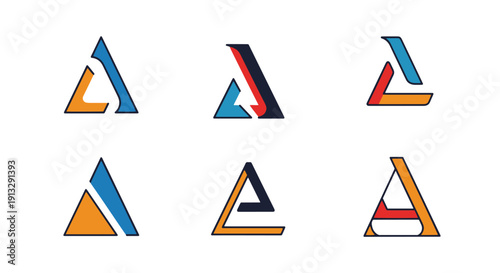 Delta Line art color filled modern design abstract smooth vector